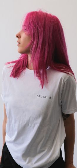 Обои 1170x2532 Девушка с розовыми волосами