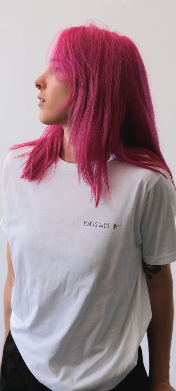 girl with pink hair Wallpaper 1440x3200