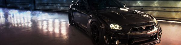 NIssan Skyline GTR R35, mustang, sports car Wallpaper 1590x400