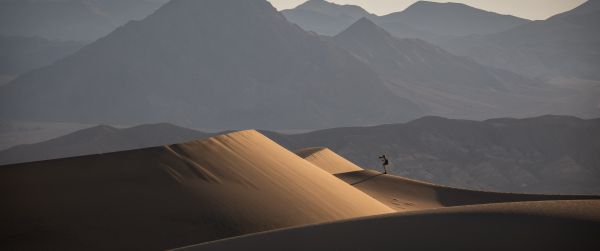 mountain peaks, desert Wallpaper 3440x1440