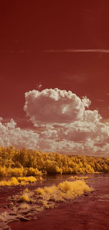 Обои 1080x2280 пейзаж, кучевые облака