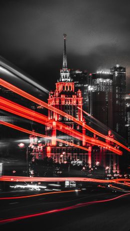 Обои 640x1136 Сталинская высотка, Москва, черный