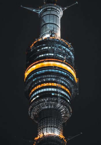 Ostankino TV tower, night Wallpaper 1640x2360