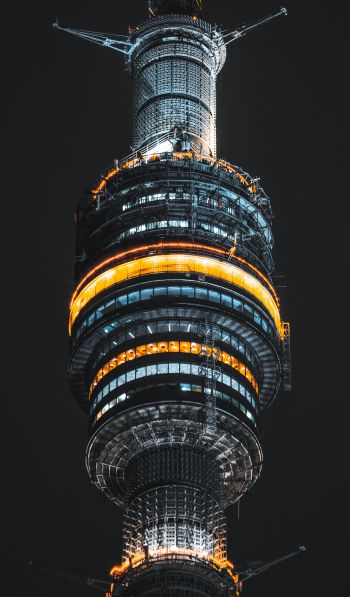 Ostankino TV tower, night Wallpaper 600x1024