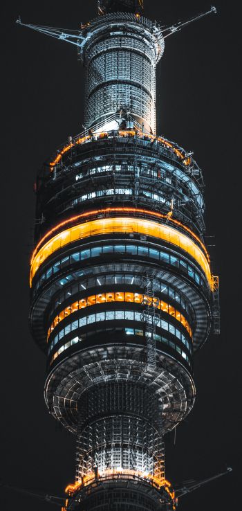 Ostankino TV tower, night Wallpaper 720x1520