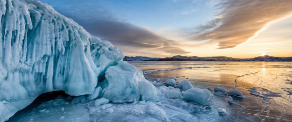 Baikal, lake, winter Wallpaper 3440x1440