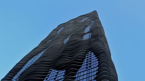 Обои 1366x768 Волнистое здание, Чикаго, Иллинойс, США