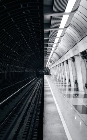 Обои 1600x2560 метро, черное и белое, Москва