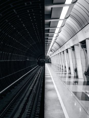 Обои 1536x2048 метро, черное и белое, Москва