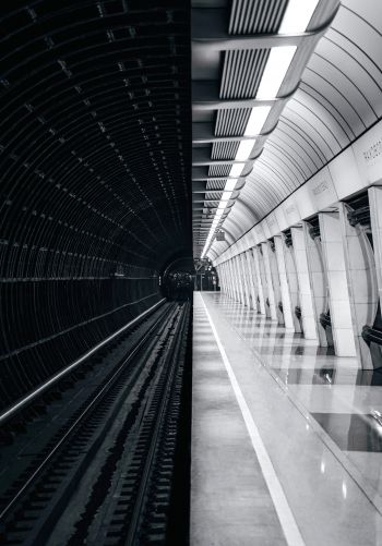 subway, black and white, Moscow Wallpaper 1668x2388