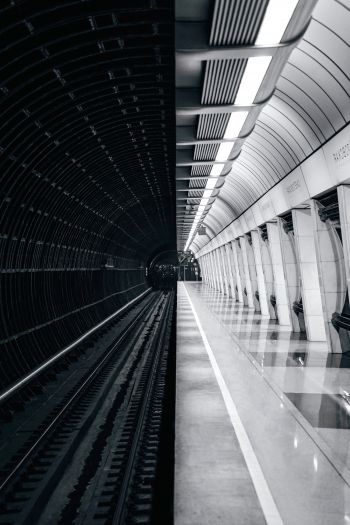 Обои 640x960 метро, черное и белое, Москва
