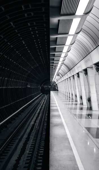 Обои 600x1024 метро, черное и белое, Москва