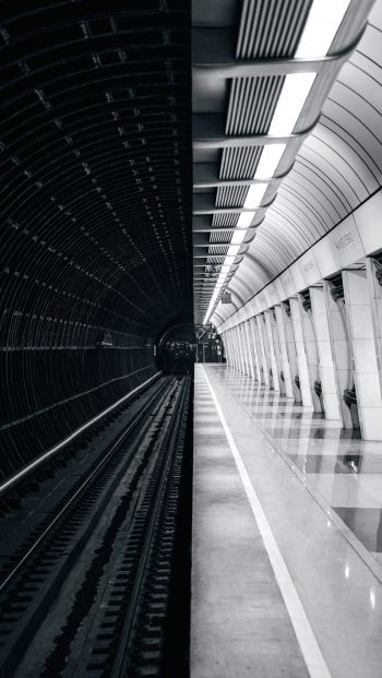 Обои 640x1136 метро, черное и белое, Москва