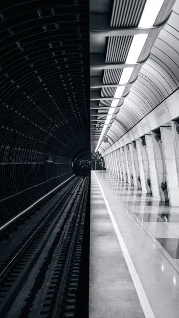 Обои 1080x1920 метро, черное и белое, Москва