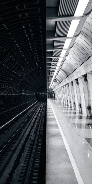 Обои 720x1440 метро, черное и белое, Москва