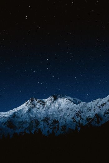 Обои 640x960 Нанга-Парбат, гора, ночь
