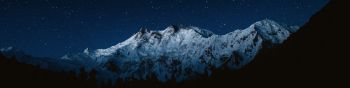 Nanga-Parbat, mountain, night Wallpaper 1590x400