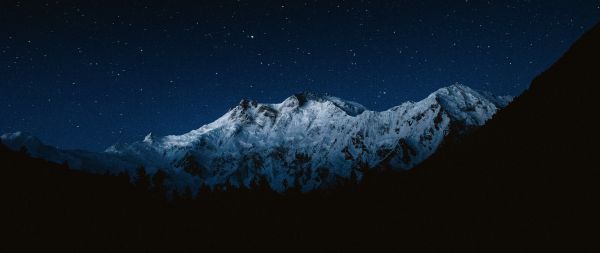 Обои 2560x1080 Нанга-Парбат, гора, ночь