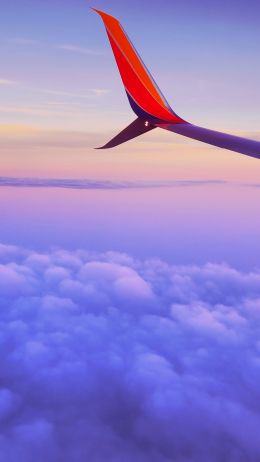 airplane wing, flight, clouds Wallpaper 1080x1920