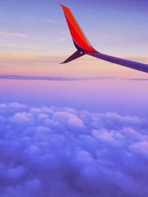 airplane wing, flight, clouds Wallpaper 1668x2224