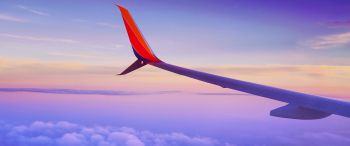 airplane wing, flight, clouds Wallpaper 3440x1440