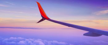 airplane wing, flight, clouds Wallpaper 2560x1080
