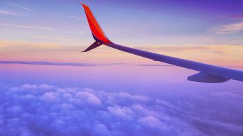 airplane wing, flight, clouds Wallpaper 1366x768