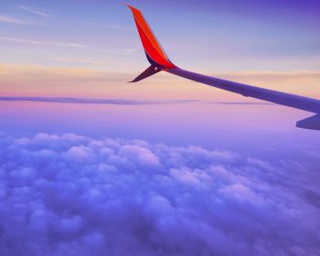 airplane wing, flight, clouds Wallpaper 1280x1024