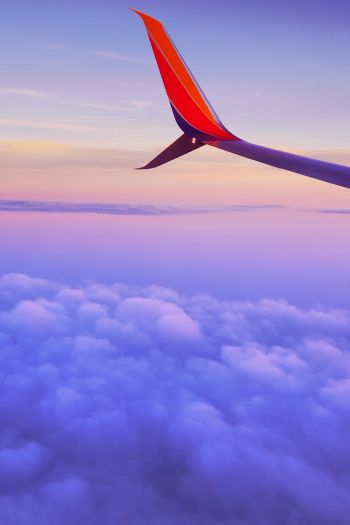 airplane wing, flight, clouds Wallpaper 640x960