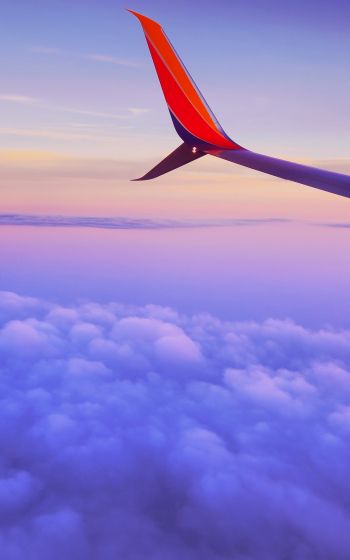 airplane wing, flight, clouds Wallpaper 1600x2560