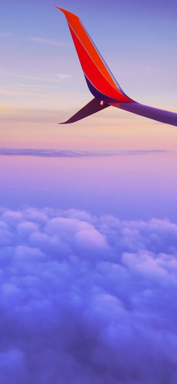 airplane wing, flight, clouds Wallpaper 1170x2532