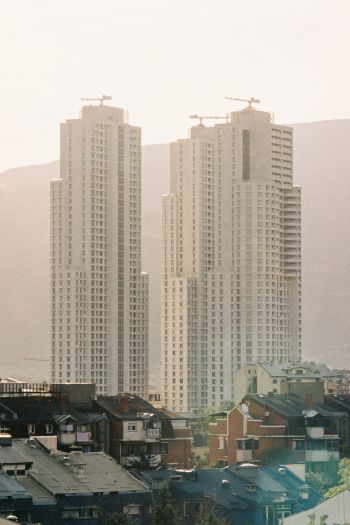 Skopje, North Macedonia, high-rise building Wallpaper 640x960