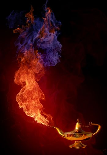 Aladdin's lamp, fire, flame Wallpaper 1640x2360