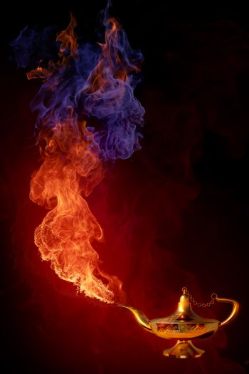 Aladdin's lamp, fire, flame Wallpaper 640x960