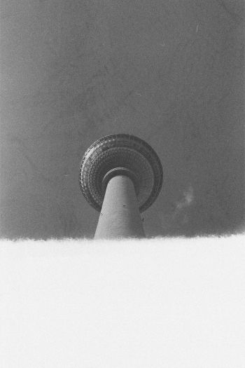 TV tower, Panoramastrasse, Berlin, Germany, ЧБ Wallpaper 640x960