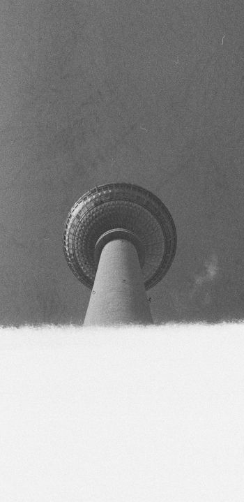 TV tower, Panoramastrasse, Berlin, Germany, ЧБ Wallpaper 1080x2220
