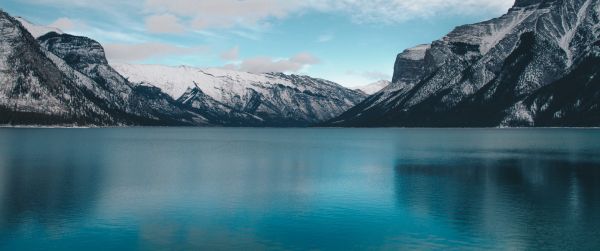 Minnevanka, lake, Canada Wallpaper 3440x1440