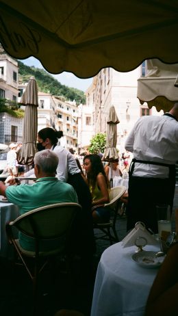 Amalfi, Italy, restaurant Wallpaper 1440x2560