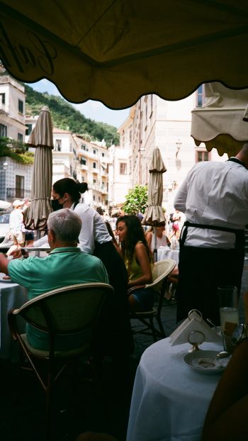 Amalfi, Italy, restaurant Wallpaper 1440x2560