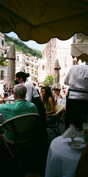 Amalfi, Italy, restaurant Wallpaper 720x1440