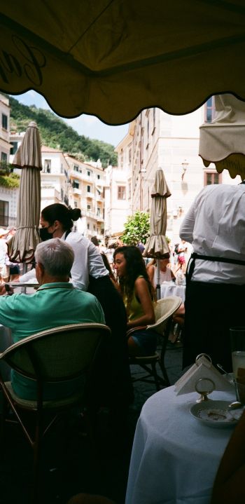 Amalfi, Italy, restaurant Wallpaper 1080x2220