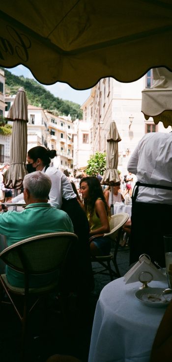 Amalfi, Italy, restaurant Wallpaper 1080x2280