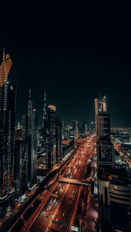 Обои 640x1136 Дубай, ОАЭ, ночной город