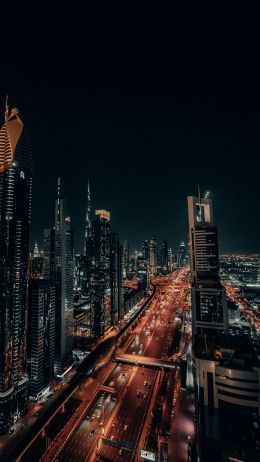 Обои 720x1280 Дубай, ОАЭ, ночной город