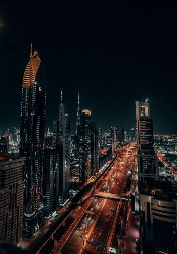 Dubai, UAE, night city Wallpaper 1640x2360