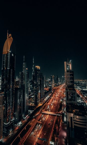 Dubai, UAE, night city Wallpaper 1200x2000