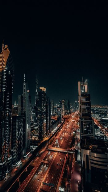 Обои 1080x1920 Дубай, ОАЭ, ночной город