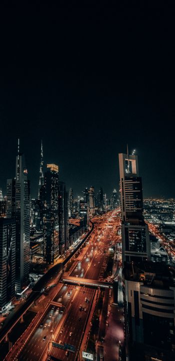 Обои 1440x2960 Дубай, ОАЭ, ночной город
