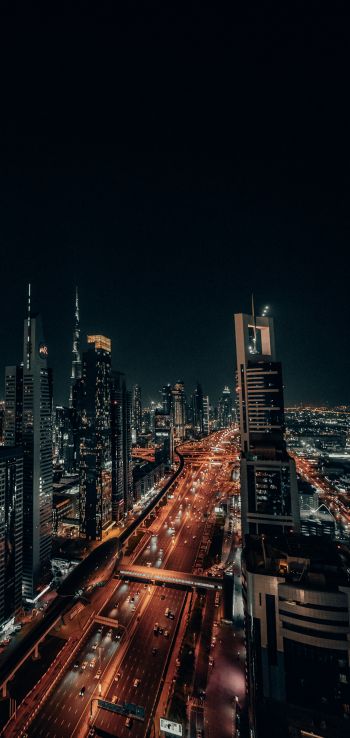 Обои 720x1520 Дубай, ОАЭ, ночной город