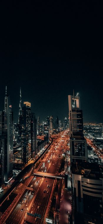 Dubai, UAE, night city Wallpaper 1170x2532
